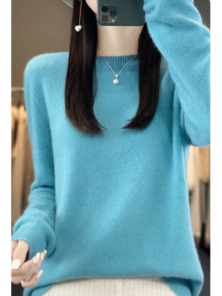 Jacinta | Women's Round Neck Long Sleeve Sweater - Beige - Image 6