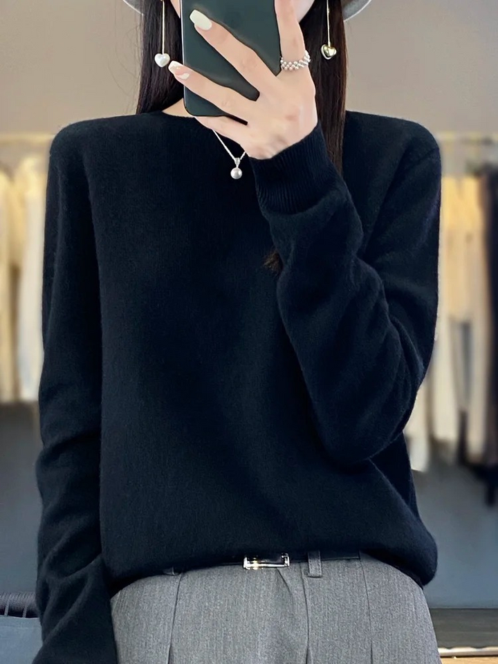 Jacinta | Women's Round Neck Long Sleeve Sweater - Beige - Image 8