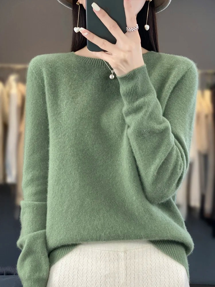 Jacinta | Women's Round Neck Long Sleeve Sweater - Beige - Image 9