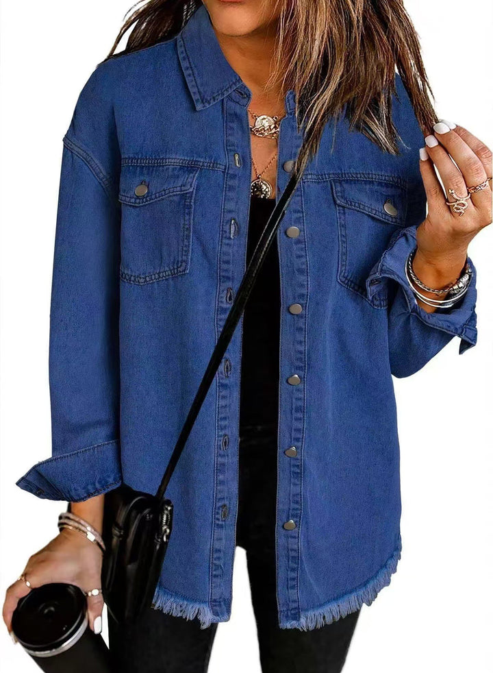 Jasmine | Women's Oversized Button Front Jacket - Black - Image 3