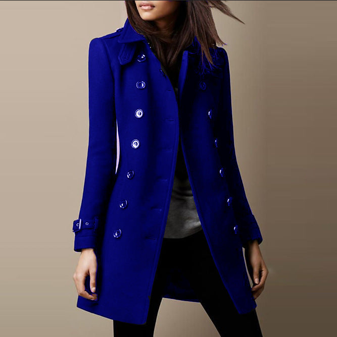 Jasper | Women's Double Breasted Long Coat - Black - Image 3