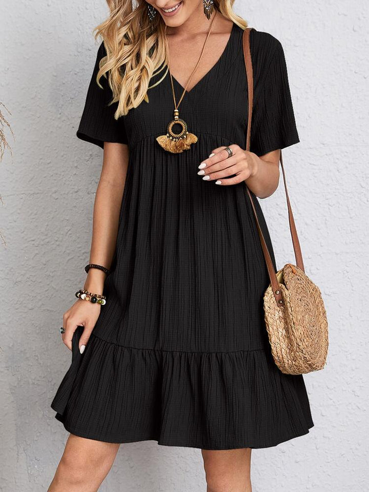 Jorvaine | Women's Boho Tiered Midi Dress V-Neck - Green - Image 3