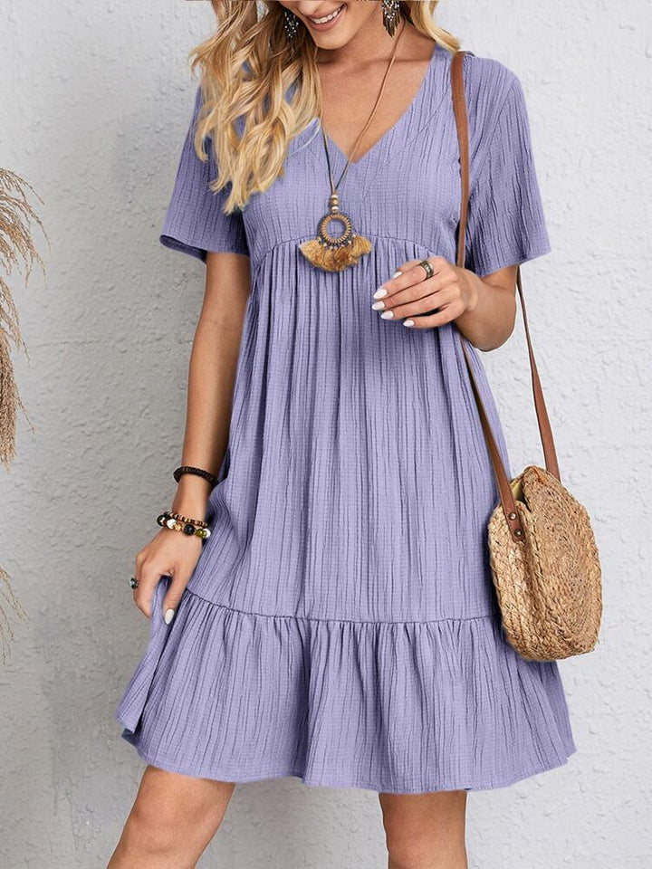 Jorvaine | Women's Boho Tiered Midi Dress V-Neck - Green - Image 8