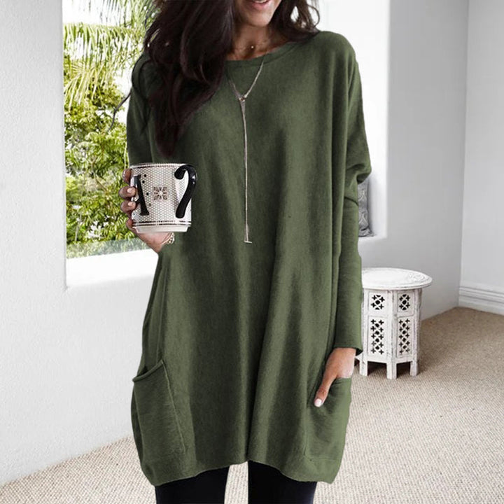 Josephine | Women's Round Neck Long Sleeve Tunic Top - Grey - Image 7