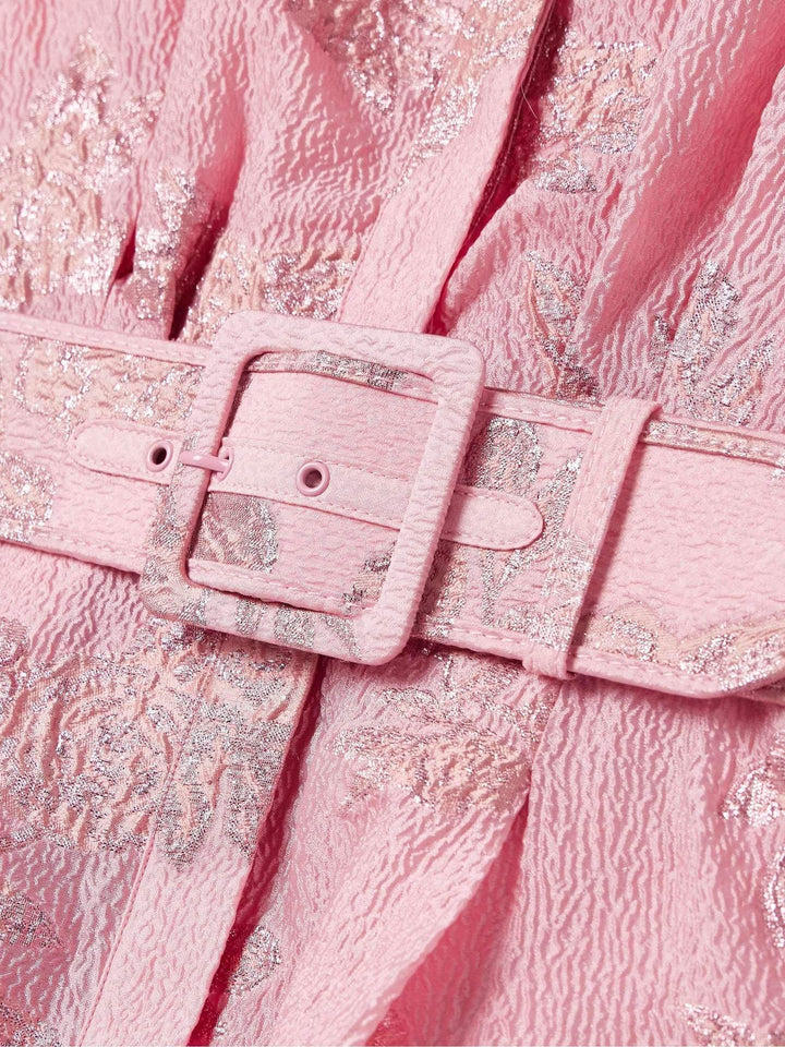 Aven | Retro Pink Lapel High Waist Dress