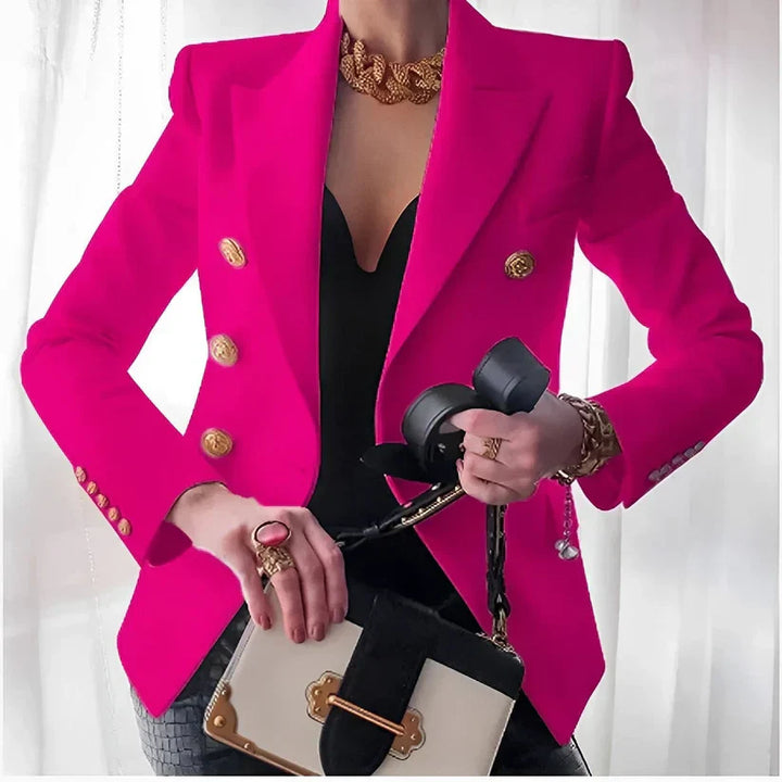 Elan | Women's Double Breasted Blazer Gold Button Tailored Jacket
