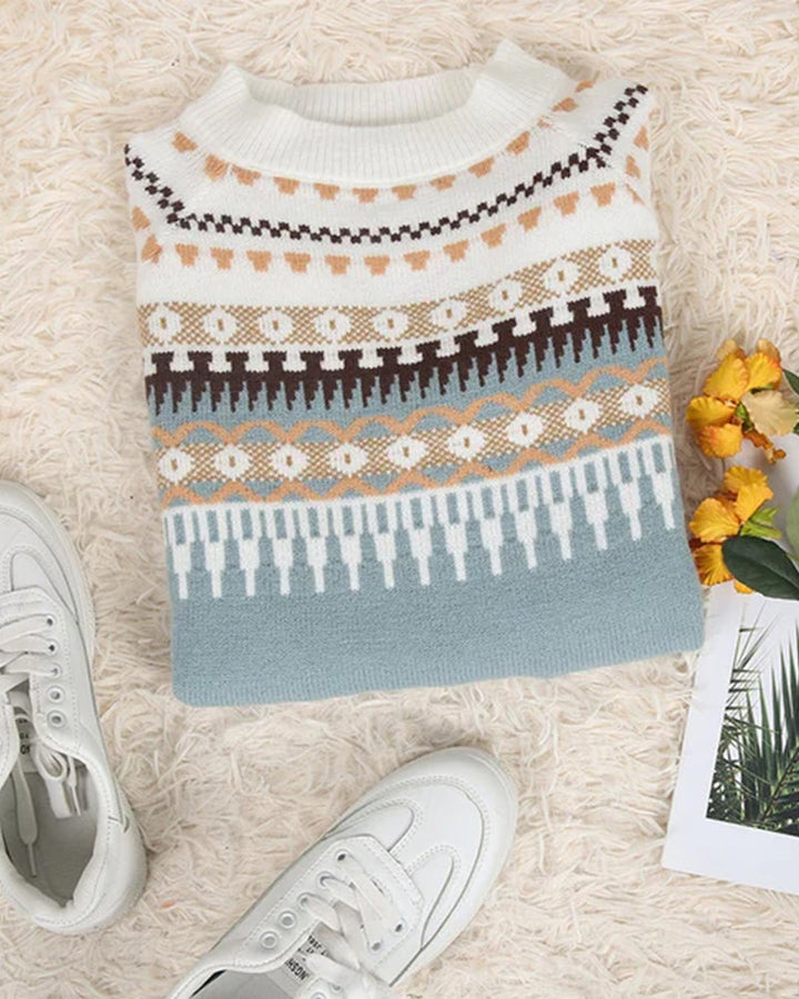Juniper | Women's Fair Isle Round Neck Jumper - Teal - Image 7
