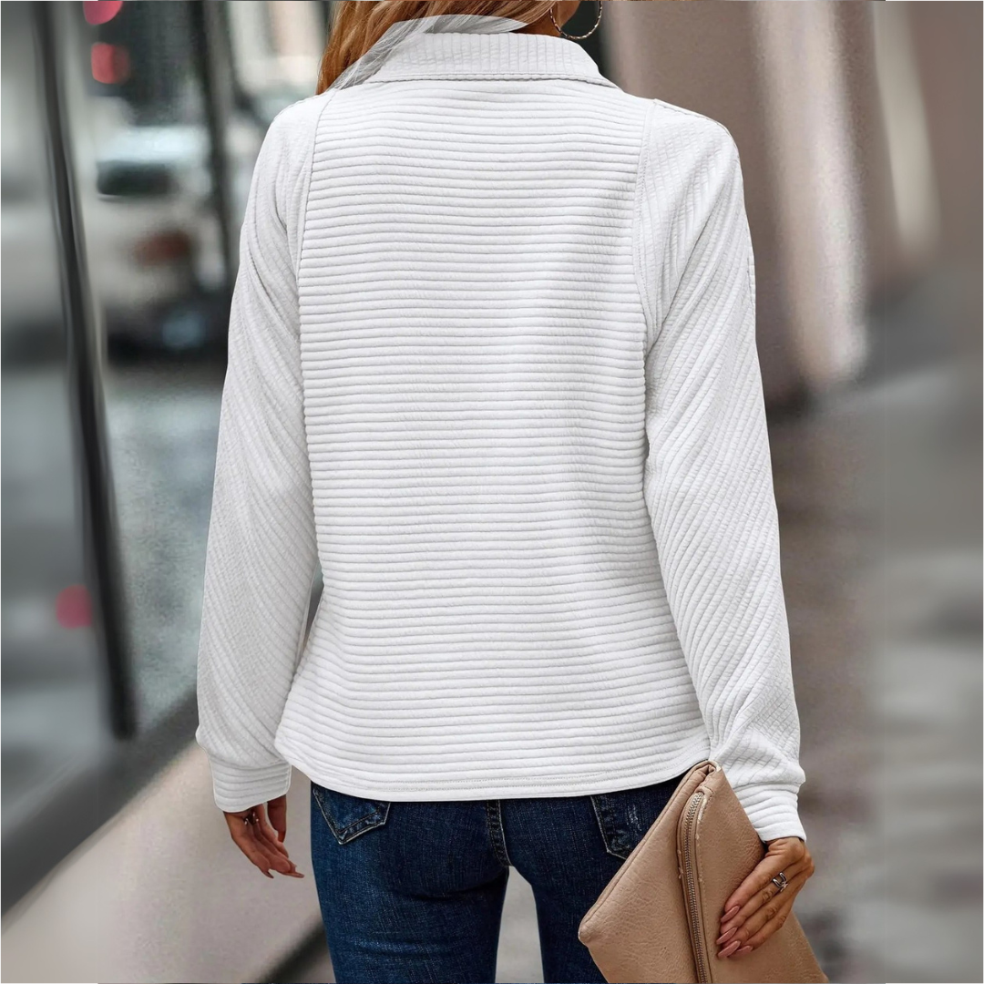 Kaia | Women's Half Zip Ribbed Pullover - Pink - Image 3