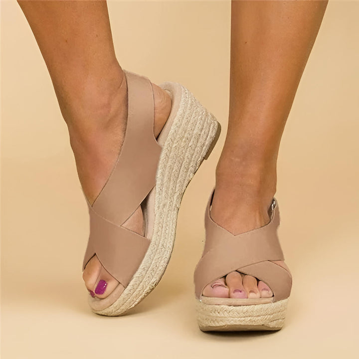 Carmen | Women's Cross Strap Espadrille Wedge Sandals Open Toe