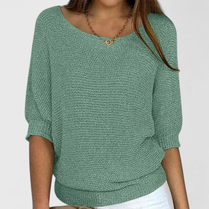 Larissa | Women's V-Neck Long Sleeve Jumper - Blue - Image 2