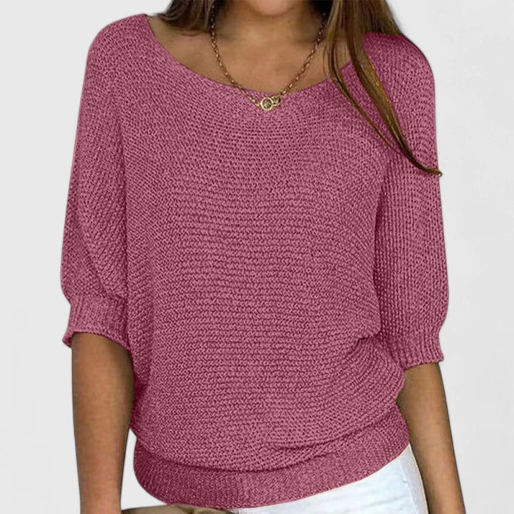 Larissa | Women's V-Neck Long Sleeve Jumper - Blue - Image 3