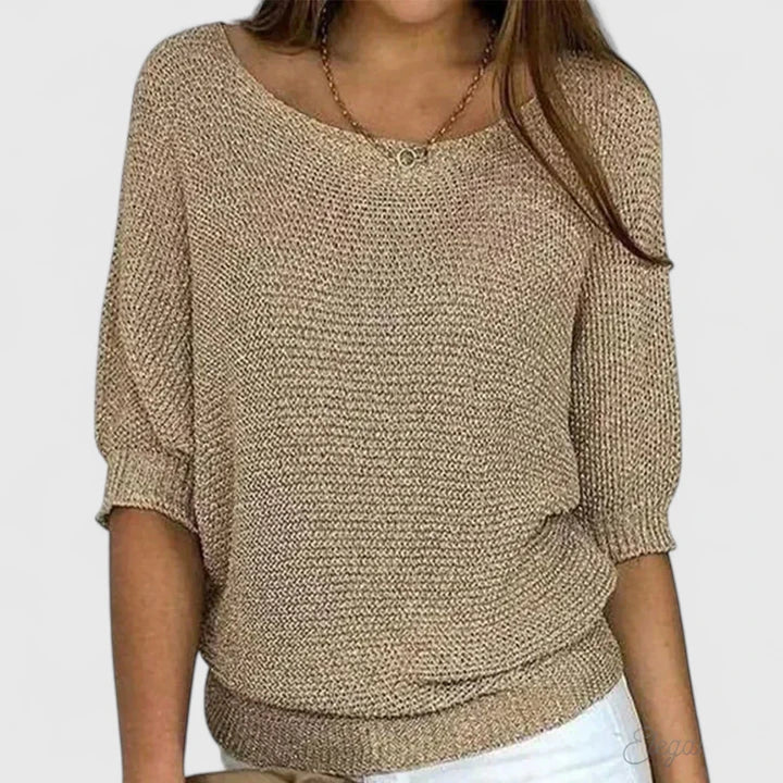 Larissa | Women's V-Neck Long Sleeve Jumper - Blue - Image 4