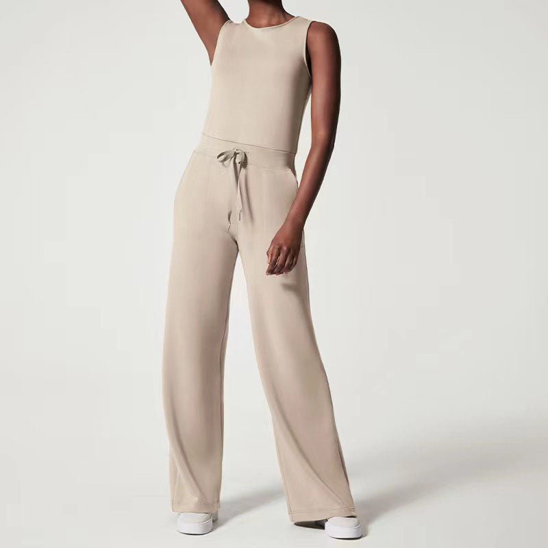 Lavette | Women's Wide Leg Jumpsuit Sleeveless - Beige - Image 1
