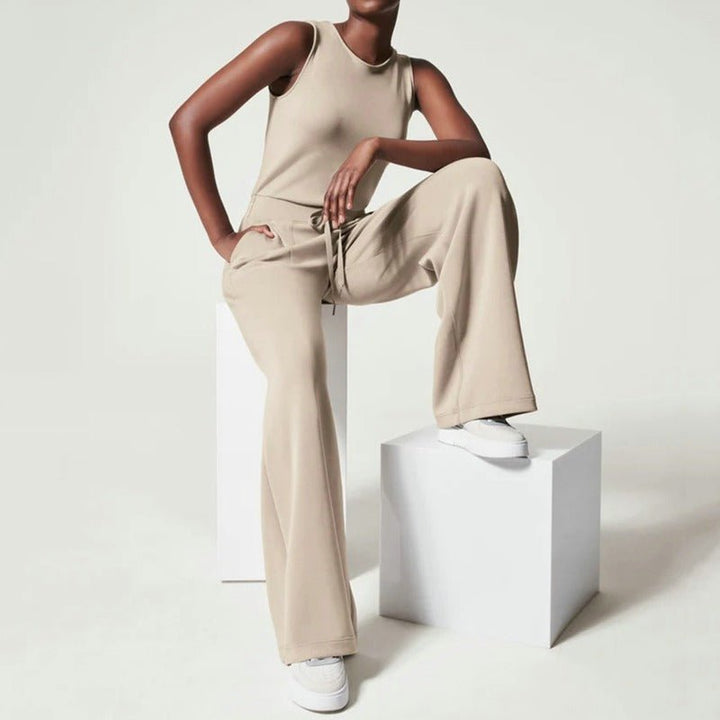 Lavette | Women's Wide Leg Jumpsuit Sleeveless - Beige - Image 5