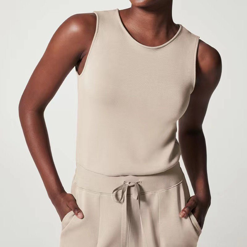 Lavette | Women's Wide Leg Jumpsuit Sleeveless - Beige - Image 6