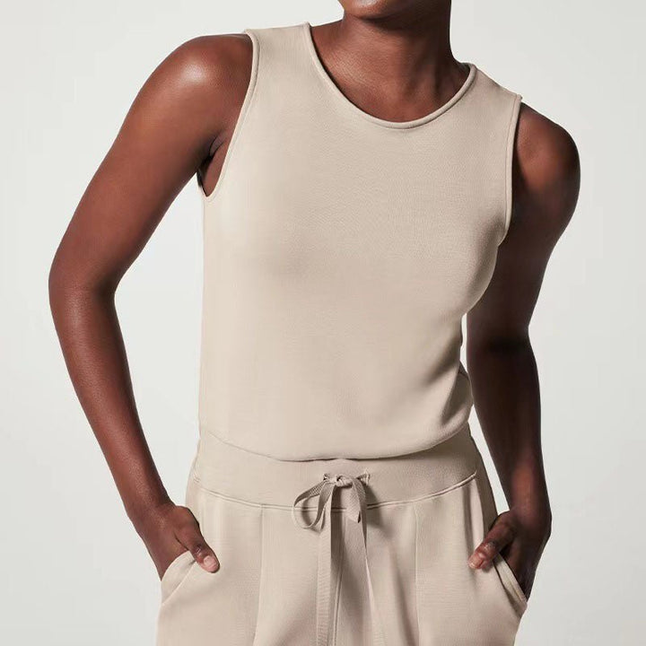 Lavette | Women's Wide Leg Jumpsuit Sleeveless - Beige - Image 6