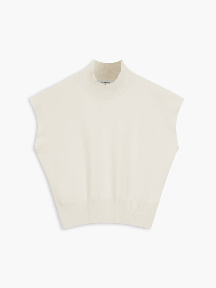 Mona | Women's Mock Neck Knit Sweater Vest Sleeveless Top