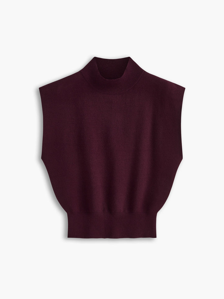 Mona | Women's Mock Neck Knit Sweater Vest Sleeveless Top