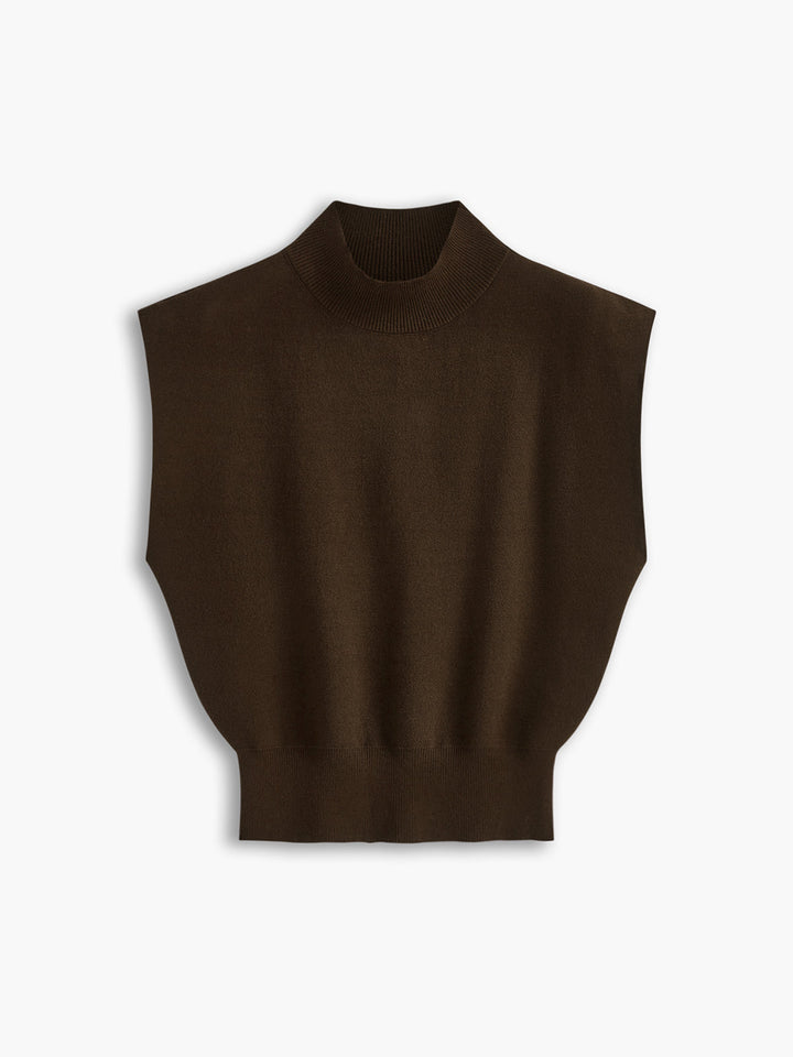Mona | Women's Mock Neck Knit Sweater Vest Sleeveless Top