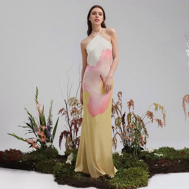 Leocadia | Women's Floral One Shoulder Maxi Dress - Floral - Image 2