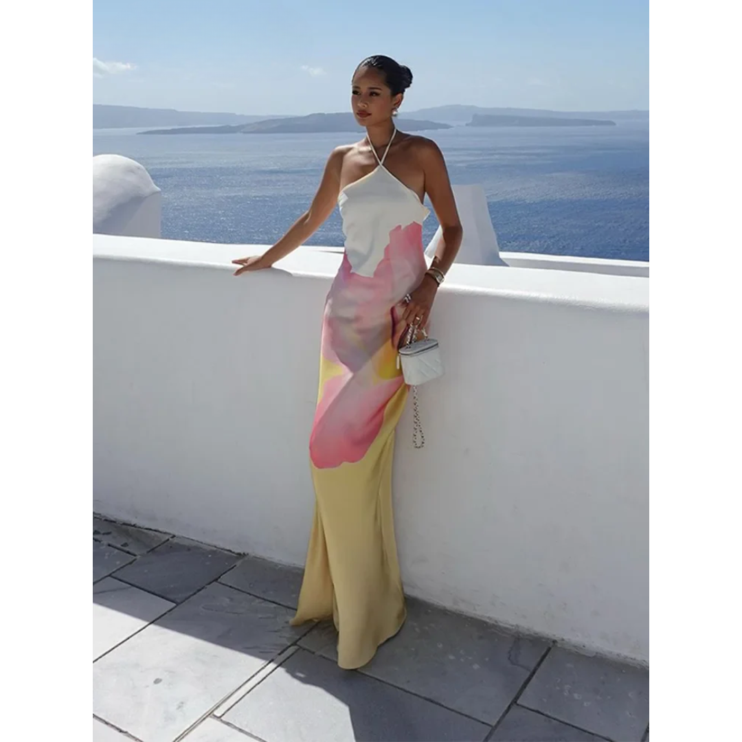 Leocadia | Women's Floral One Shoulder Maxi Dress - Floral - Image 7