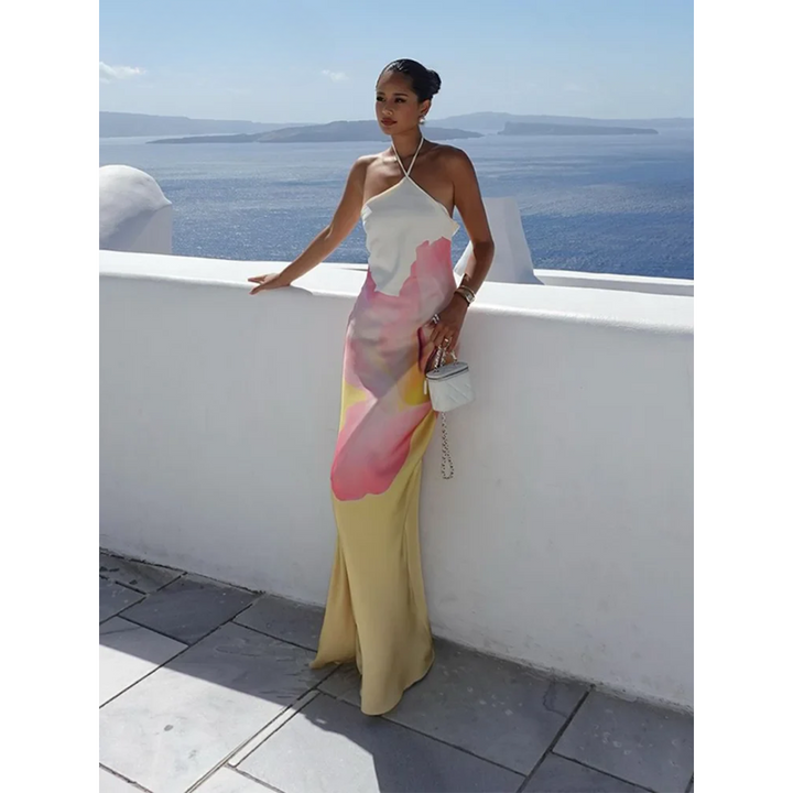 Leocadia | Women's Floral One Shoulder Maxi Dress - Floral - Image 7