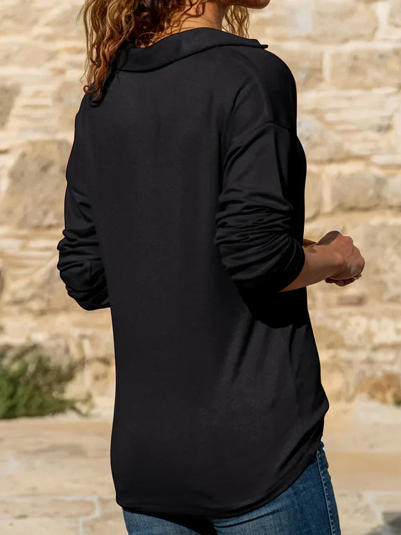 Leona | Women's Half Zip Long Sleeve Sweater - Khaki - Image 7