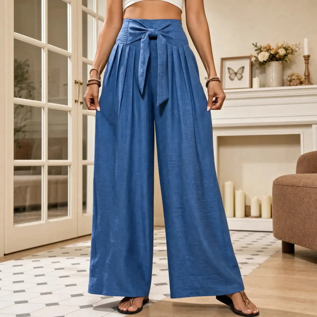 Lerwick | Women's High Waist Wide Leg Pants - Blue - Image 1