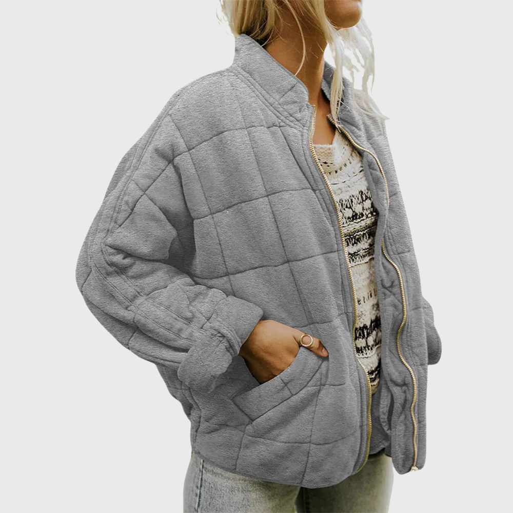 Lillian | Women's Quilted Zip Jacket - Khaki - Image 5