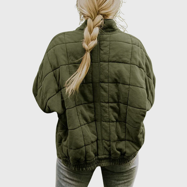 Lillian | Women's Quilted Zip Jacket - Khaki - Image 6