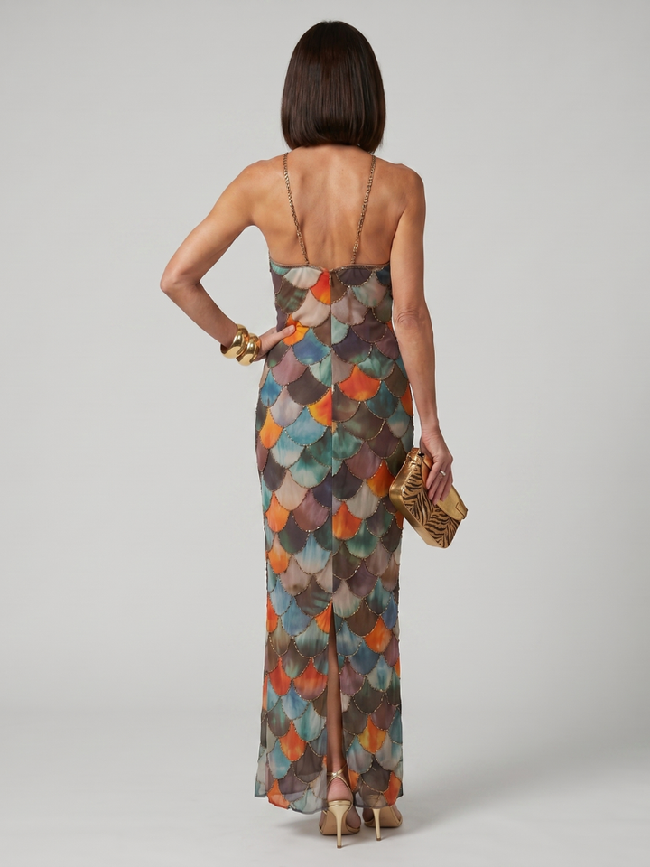 Linnea | Women's Scale Print Halter Maxi Dress - Image 4