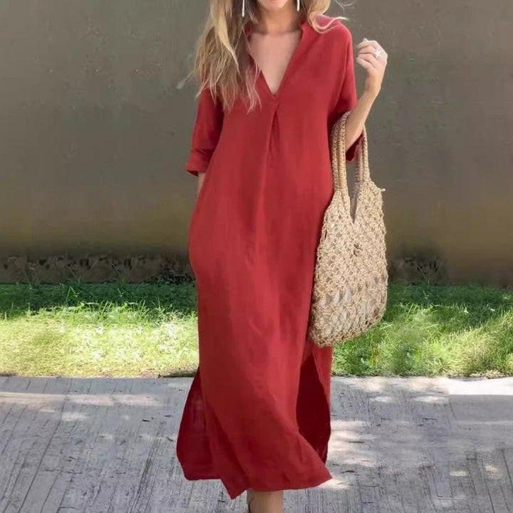 Lirvaine | Women's V-Neck Maxi Summer Dress - Image 1