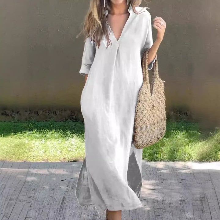 Lirvaine | Women's V-Neck Maxi Summer Dress - Image 5