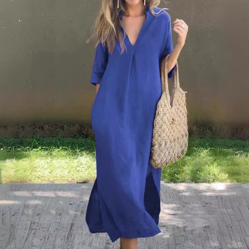 Lirvaine | Women's V-Neck Maxi Summer Dress - Image 7