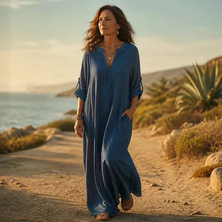 Lirvana | Women's Summer Maxi Dress - Navy - Image 4