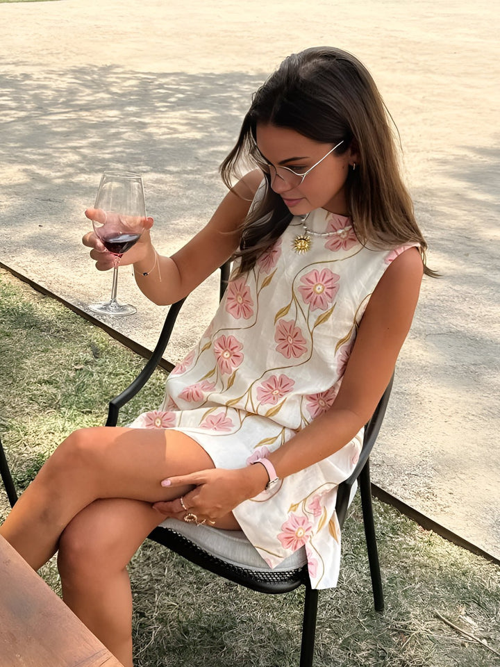 Lisette | Women's Floral Mock Neck Sleeveless Mini Dress - Floral - Image 1