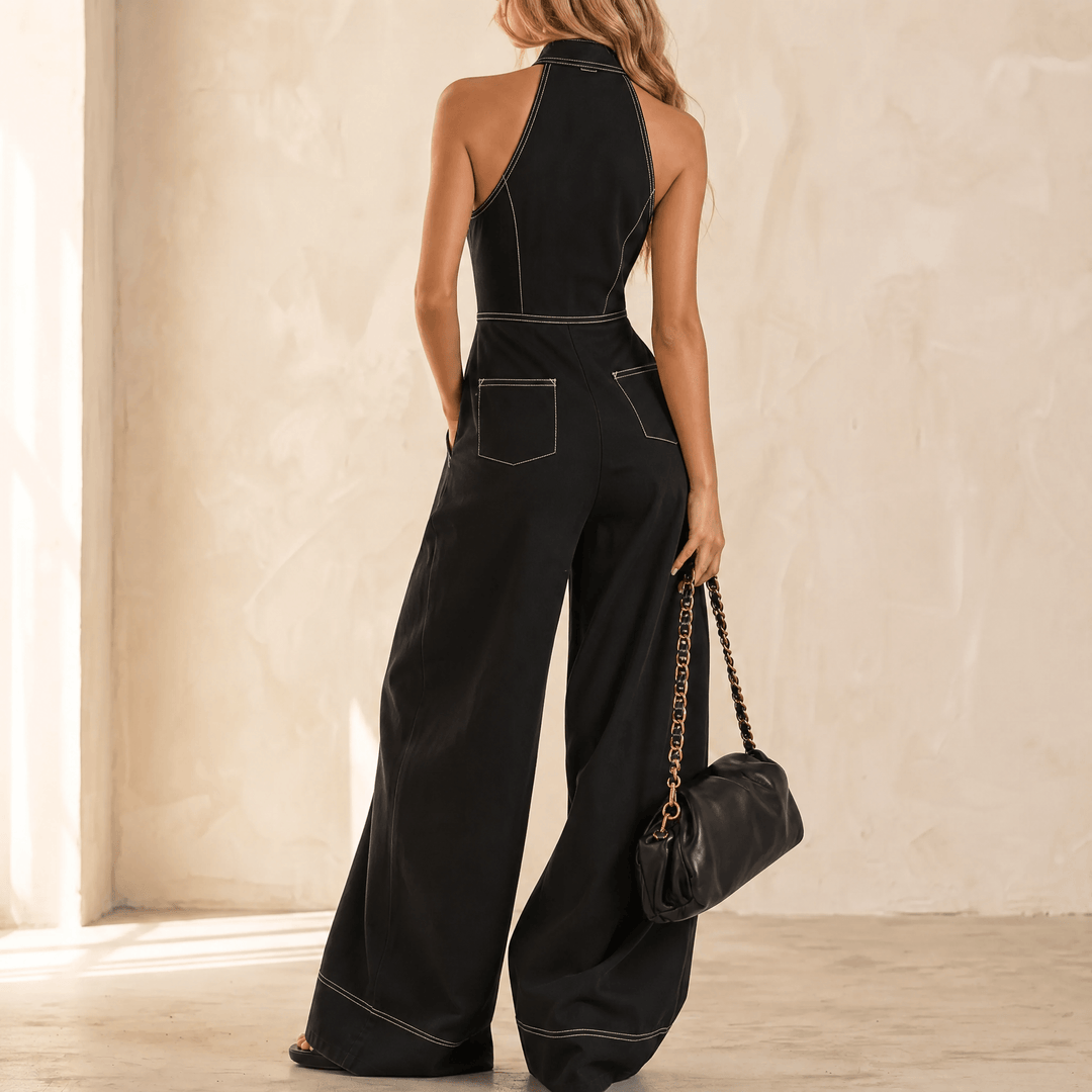 Lorelei | Women's Wide Leg Halter Jumpsuit - Black - Image 16