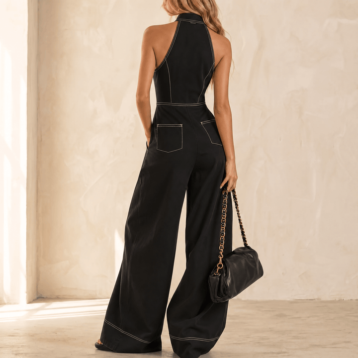 Lorelei | Women's Wide Leg Halter Jumpsuit - Black - Image 16