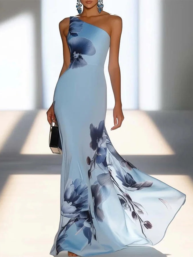 Lorindave | Women's Wedding Guest Dress Floral Maxi - Light Blue - Image 1
