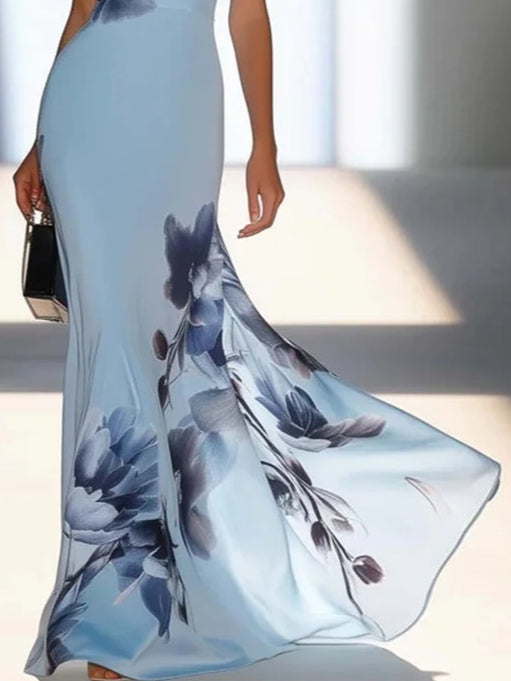 Lorindave | Women's Wedding Guest Dress Floral Maxi - Light Blue - Image 4