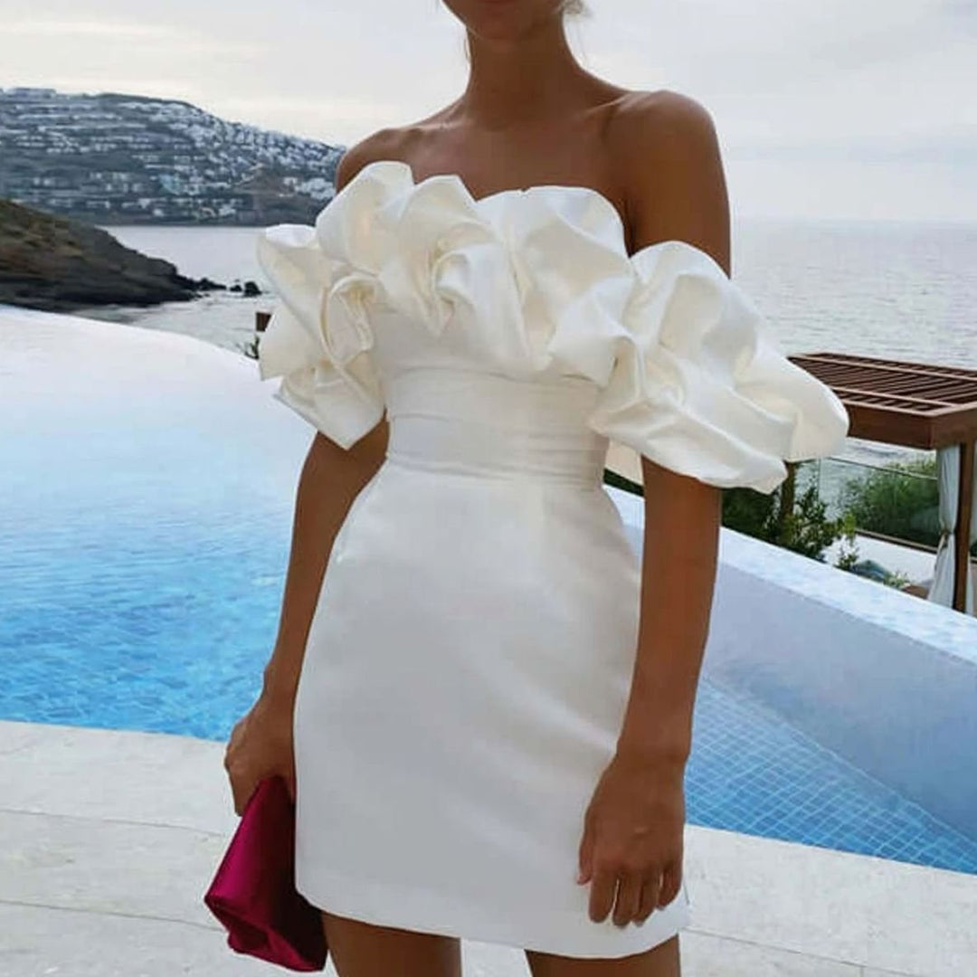 Lorriven | Women's Off-Shoulder Ruffle Cocktail Mini Dress - Image 1