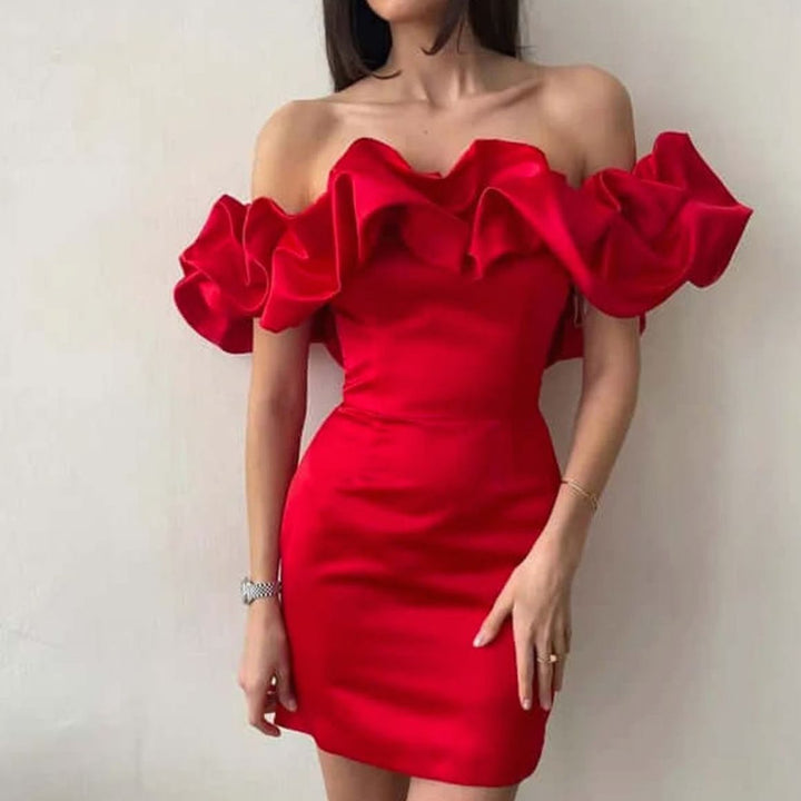 Lorriven | Women's Off-Shoulder Ruffle Cocktail Mini Dress - Image 4