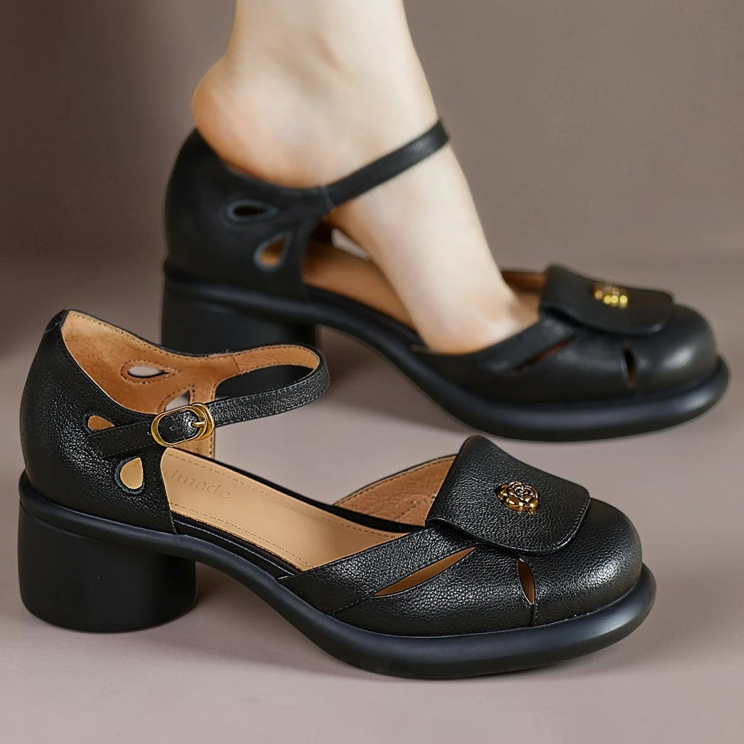 Lorriven | Women's Strappy Sandals Block Heel - Black - Image 1
