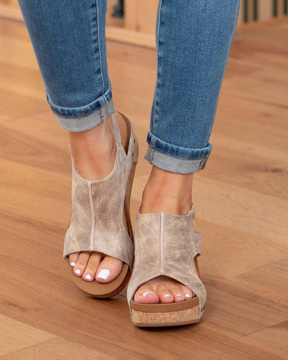 Lorveth | Women's Strappy Wedge Sandals Cork Platform - Image 2