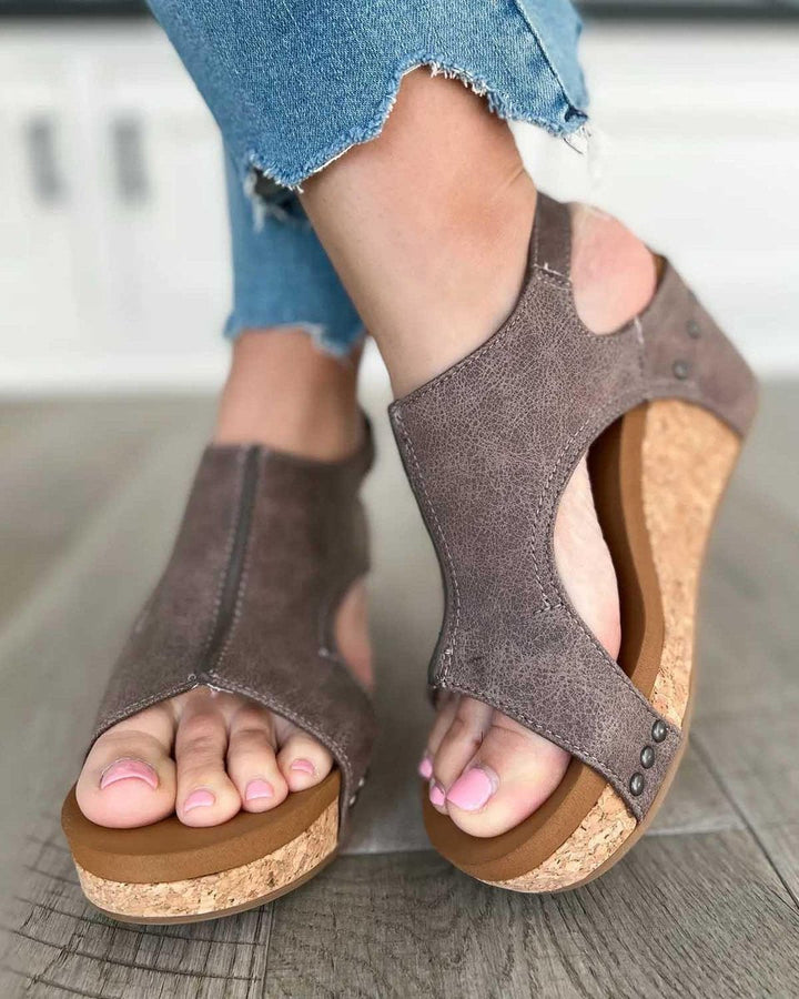 Lorveth | Women's Strappy Wedge Sandals Cork Platform - Image 5