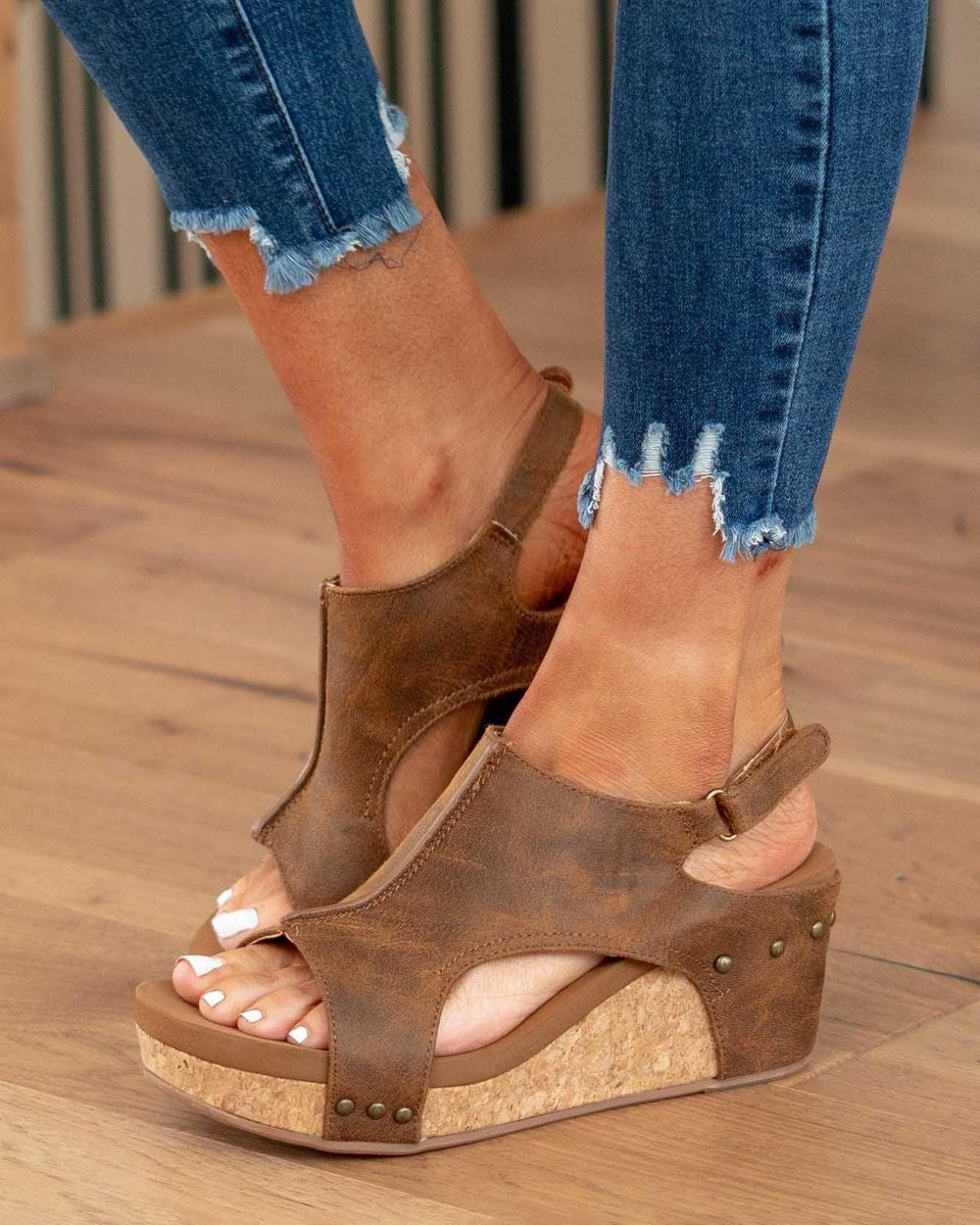 Lorveth | Women's Strappy Wedge Sandals Cork Platform - Image 6