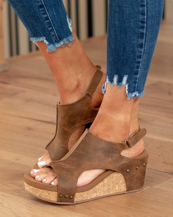 Lorveth | Women's Strappy Wedge Sandals Cork Platform - Image 6
