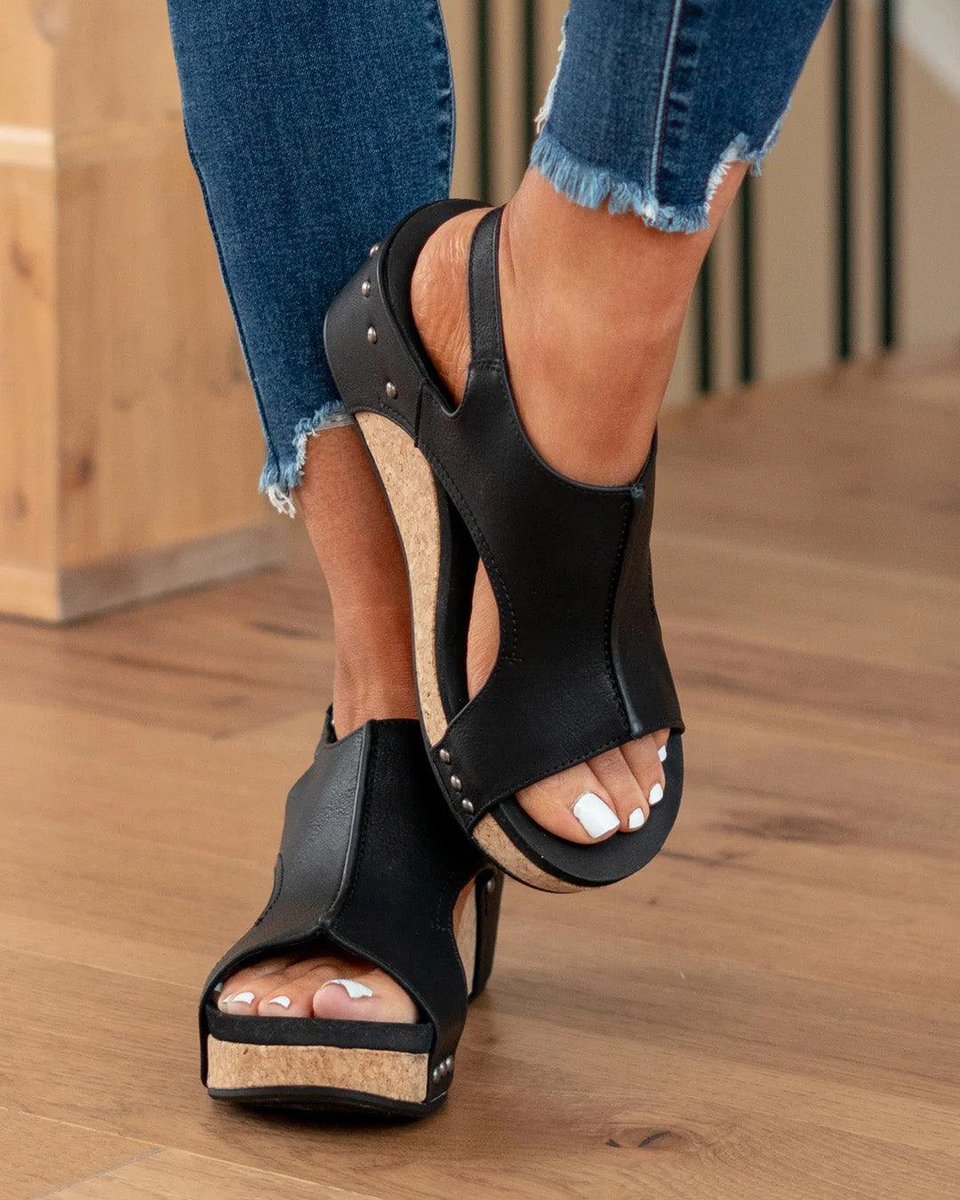 Lorveth | Women's Strappy Wedge Sandals Cork Platform - Image 8