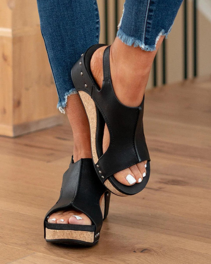 Lorveth | Women's Strappy Wedge Sandals Cork Platform - Image 8