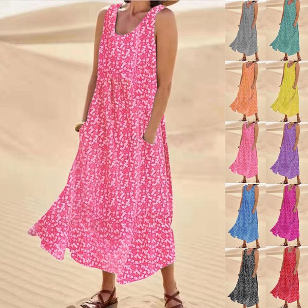 Lorvette | Women's Maxi Dress with Pockets - Hot Pink - Image 11